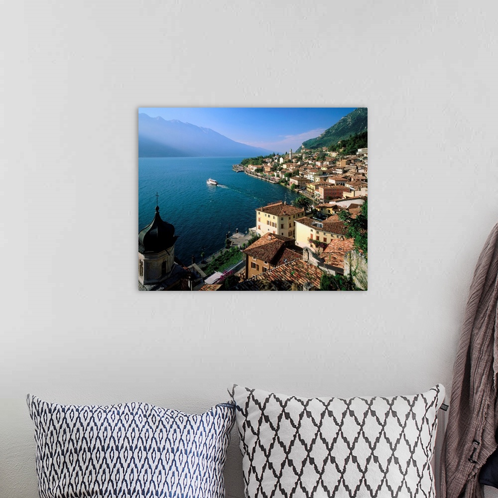 A bohemian room featuring Italy, Lake Garda, Limone sul Garda towards Monte Baldo