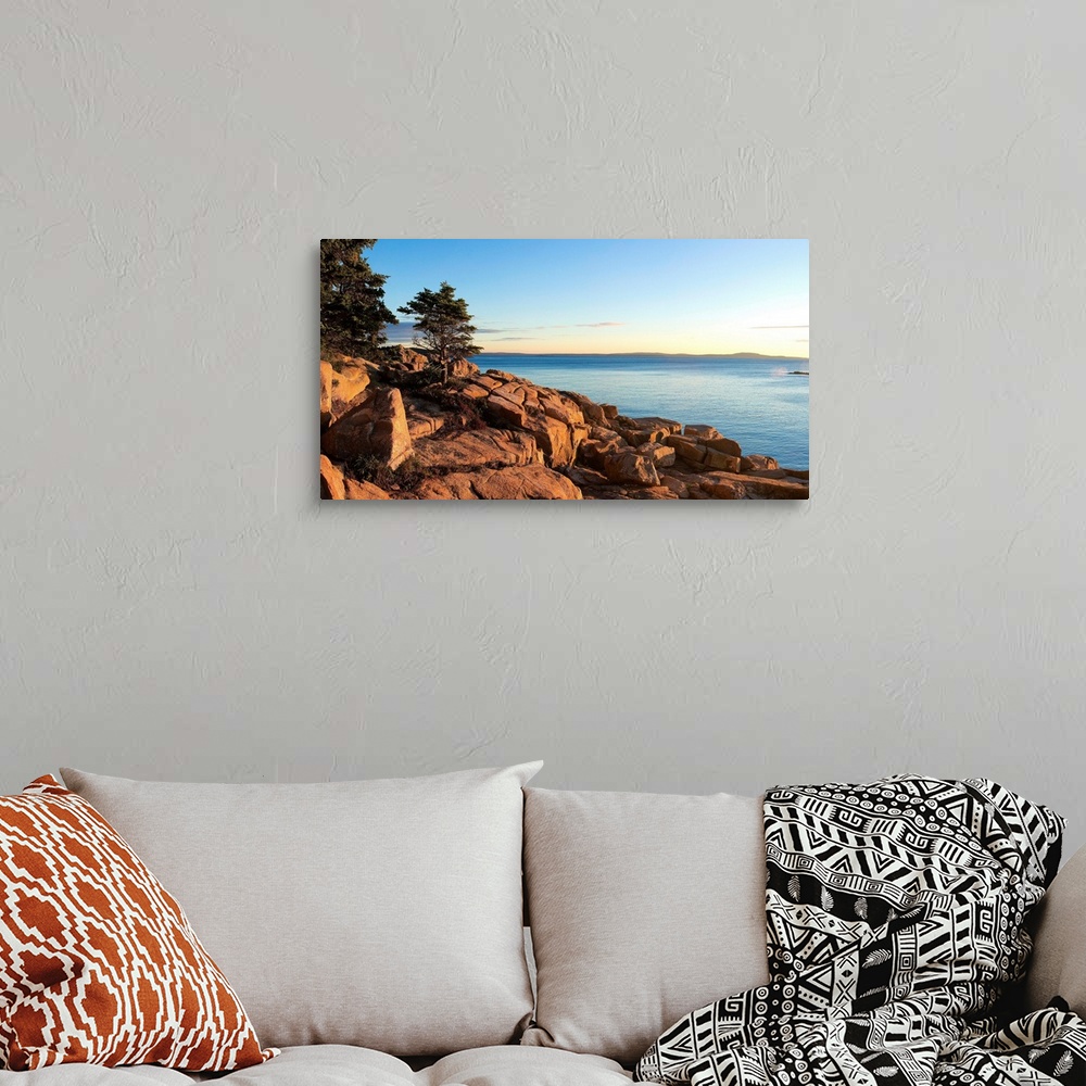 A bohemian room featuring USA, Maine, Mount Desert Island, Dawn at Otter Cliffs.