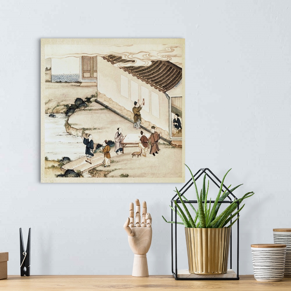 A bohemian room featuring Chinese Illustration on Making Paper