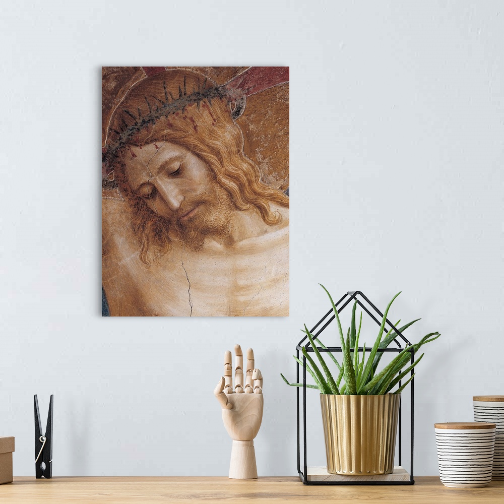 A bohemian room featuring Italy, Tuscany, Florence, San Marco Convent, cloister. Detail. Face Christ crown of thorns passio...