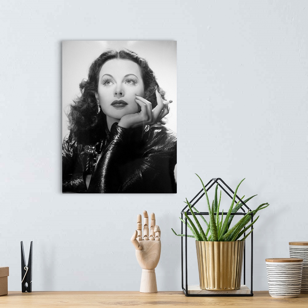 A bohemian room featuring Hedy Lamarr