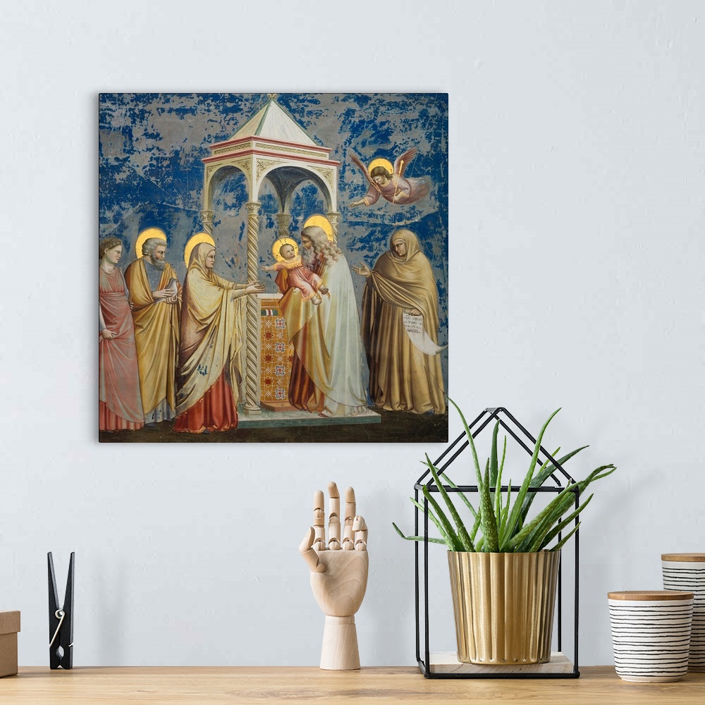 A bohemian room featuring Scenes from the Life of Christ Presentation of Christ at the Temple, by Giotto, 1304 - 1306, 14th...