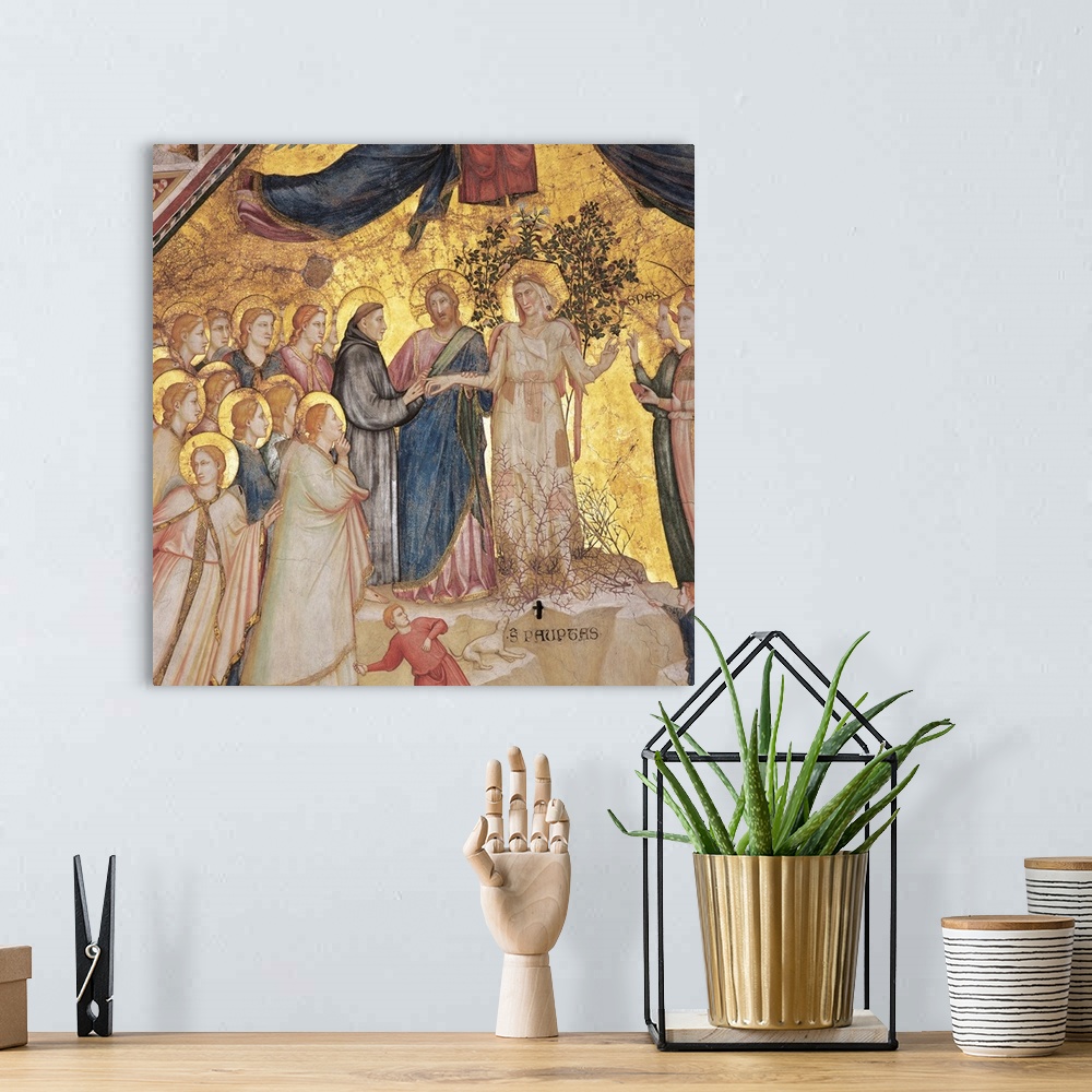 A bohemian room featuring The Mystical Marriage of St Francis to Poverty, by Giotto, co-workers and Giotto, 1315 about, 14t...