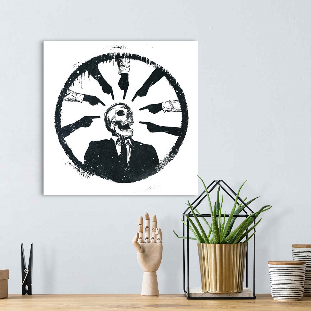 A bohemian room featuring Concept of accused businessman on white background.