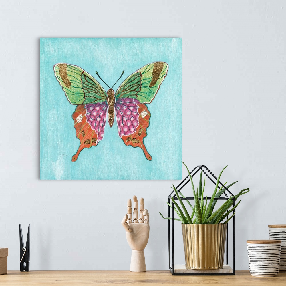 A bohemian room featuring Butterfly on Blue