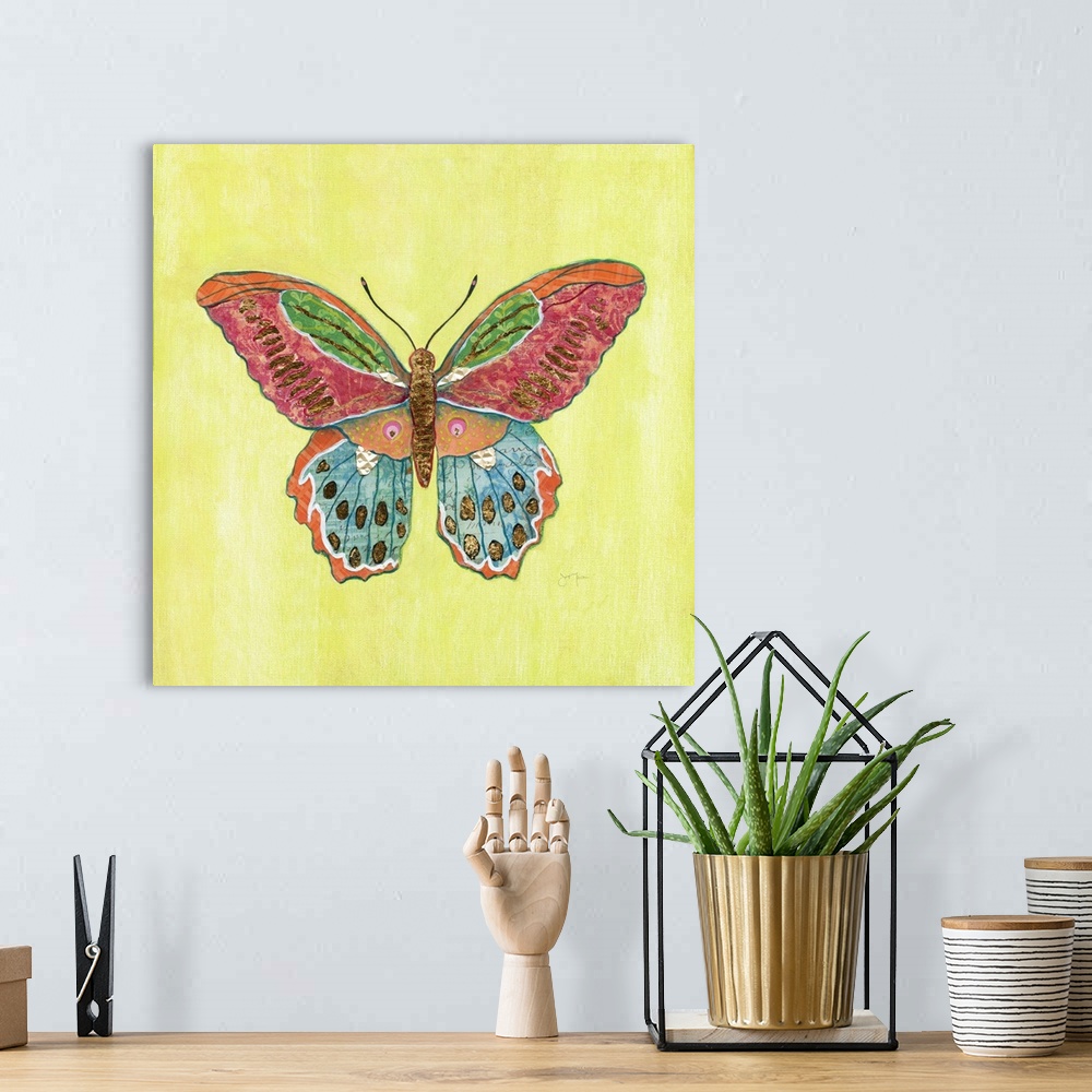 A bohemian room featuring Butterfly on Green