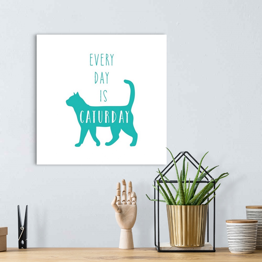 A bohemian room featuring Humorous sentiment art for cat lovers.