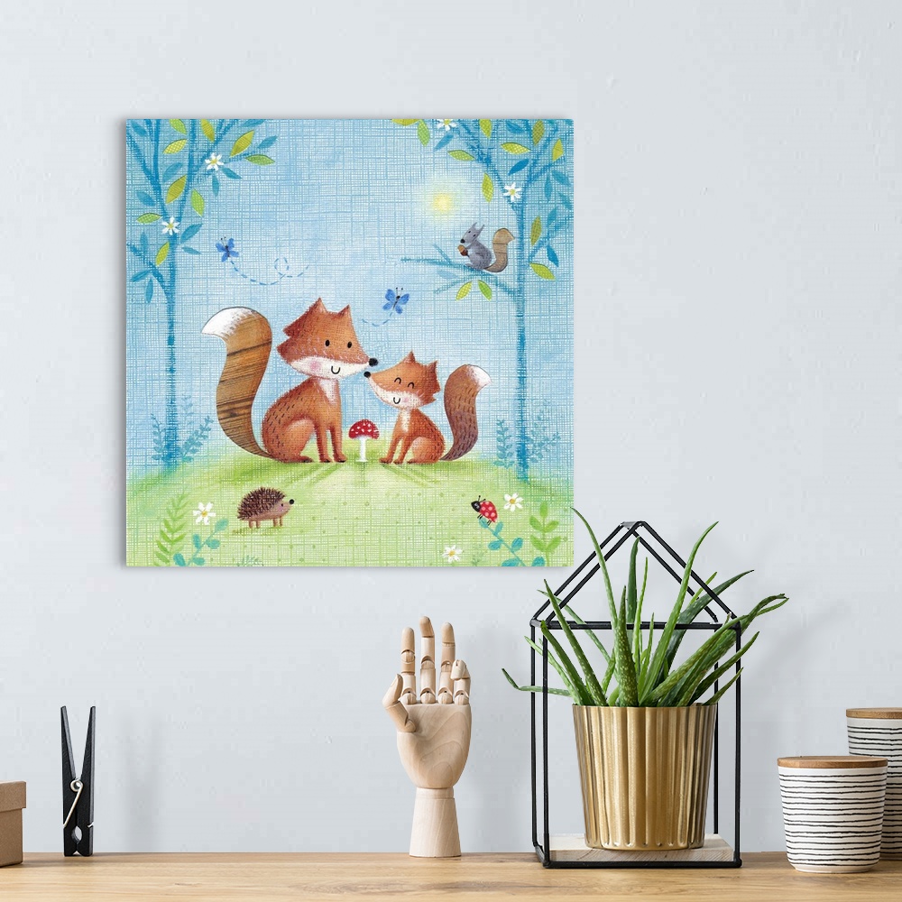 A bohemian room featuring Woodland Family Fox