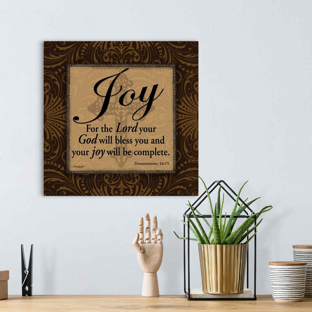 A bohemian room featuring "Joy" "For the Lord your God will bless you and your joy will be complete." Deuteronomy 16:15