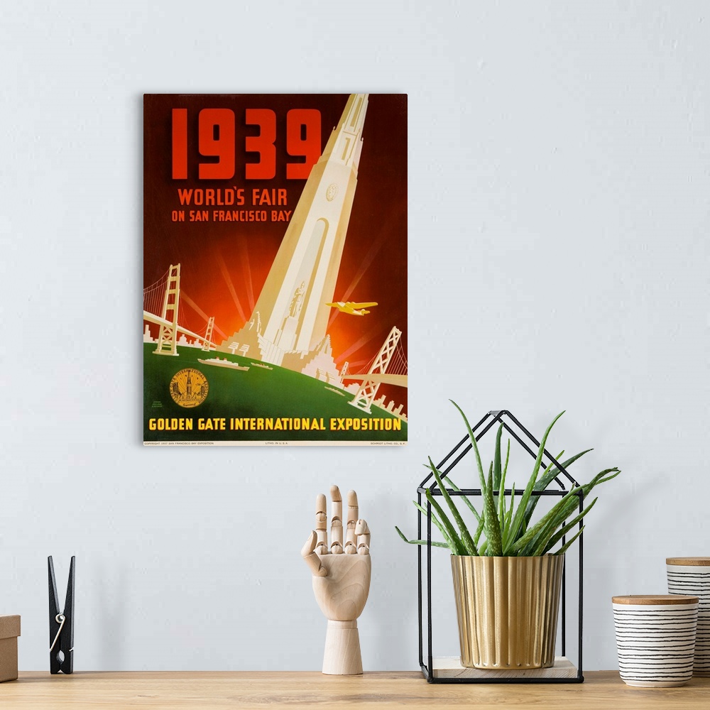 A bohemian room featuring 1939 San Francisco Golden Gate Exposition, World's Fair Poster
