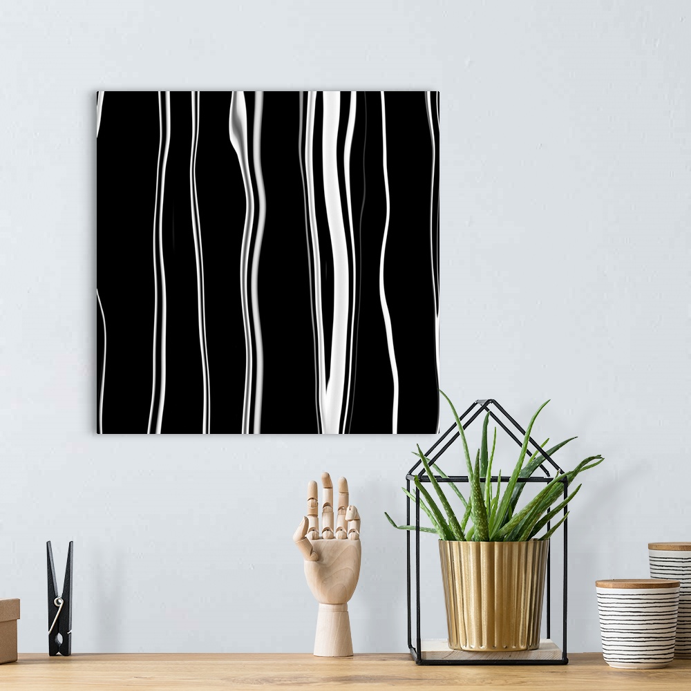 A bohemian room featuring Black and white wavey Abstract I