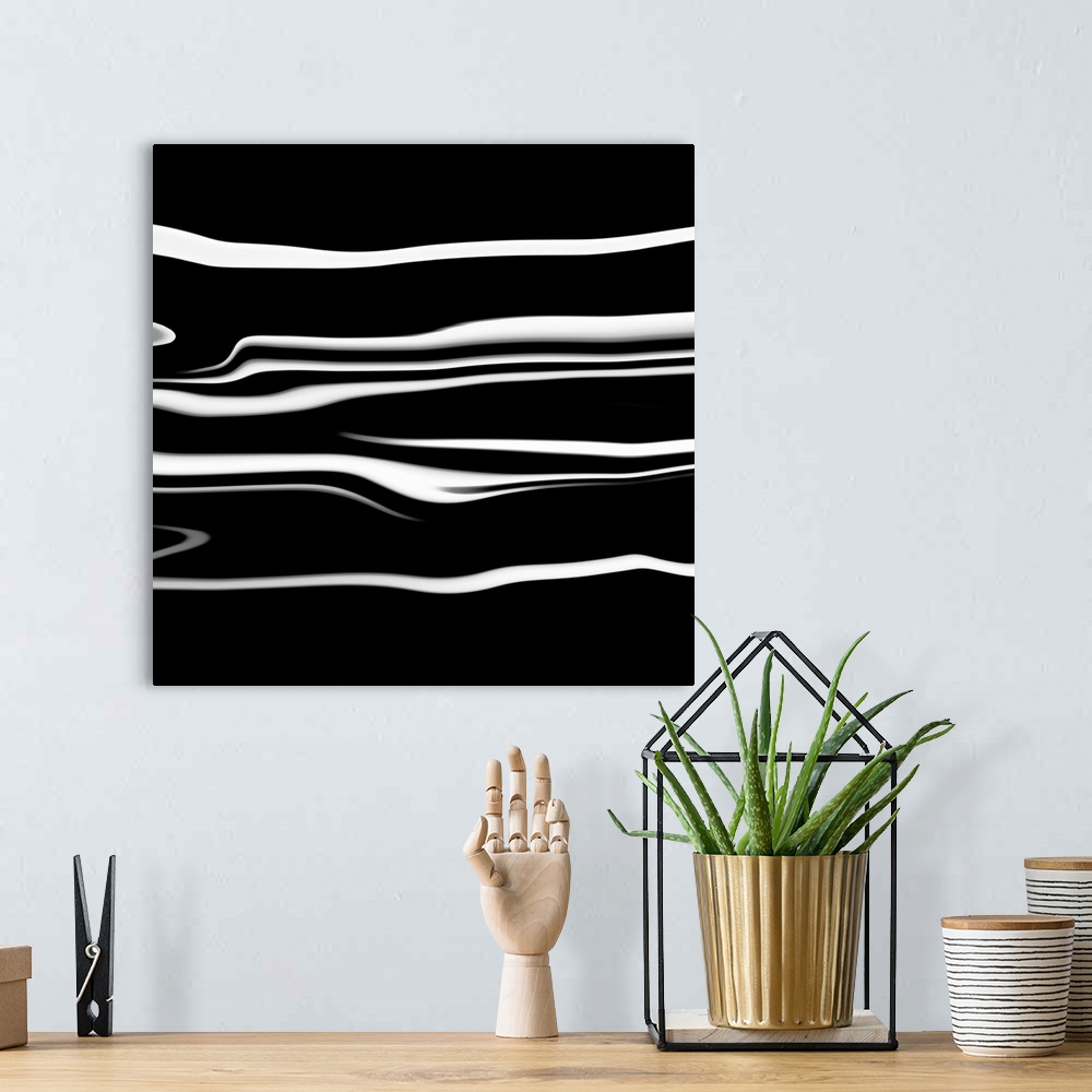 A bohemian room featuring Black, White and Gray striped Abstract II