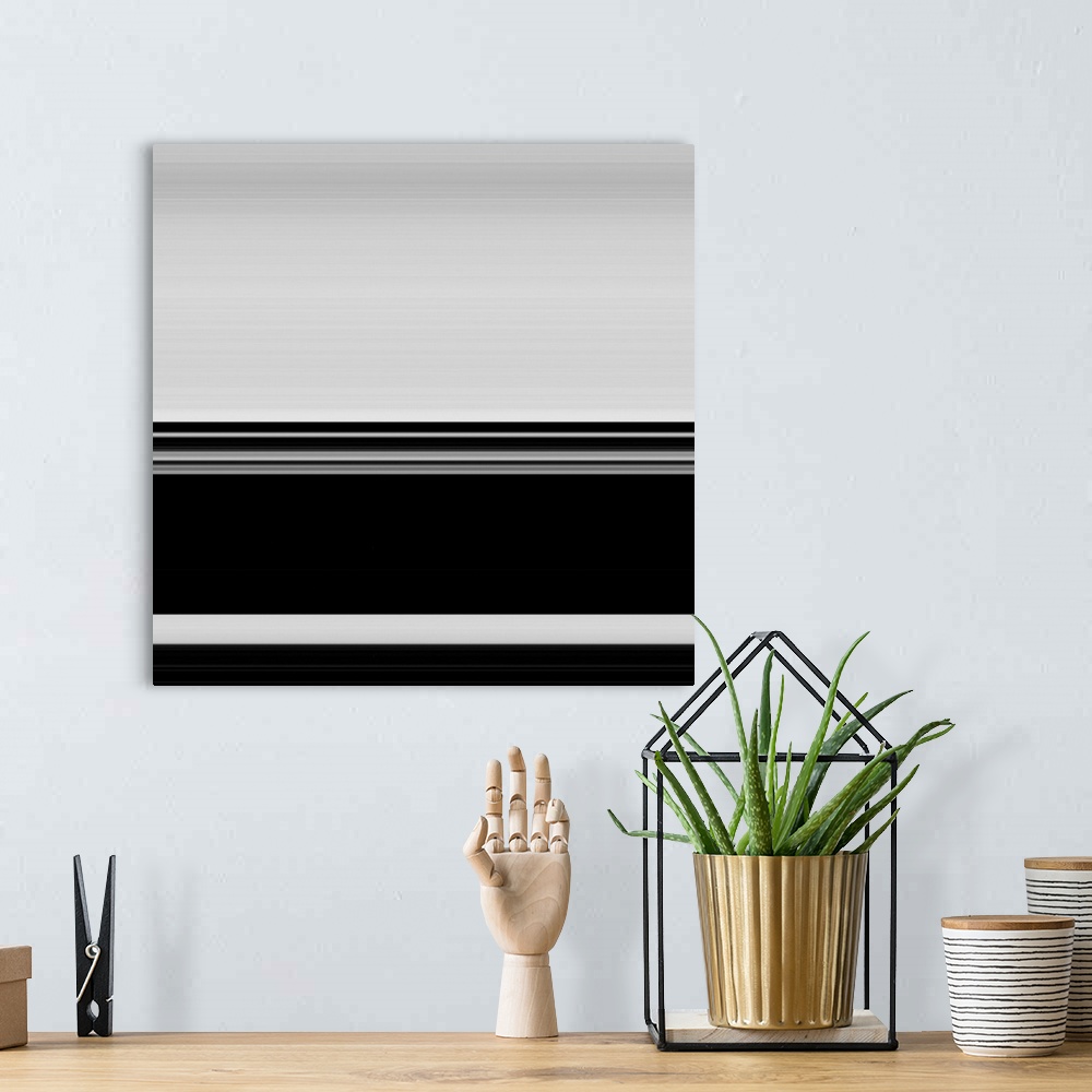 A bohemian room featuring Black, White and Gray striped Abstract III
