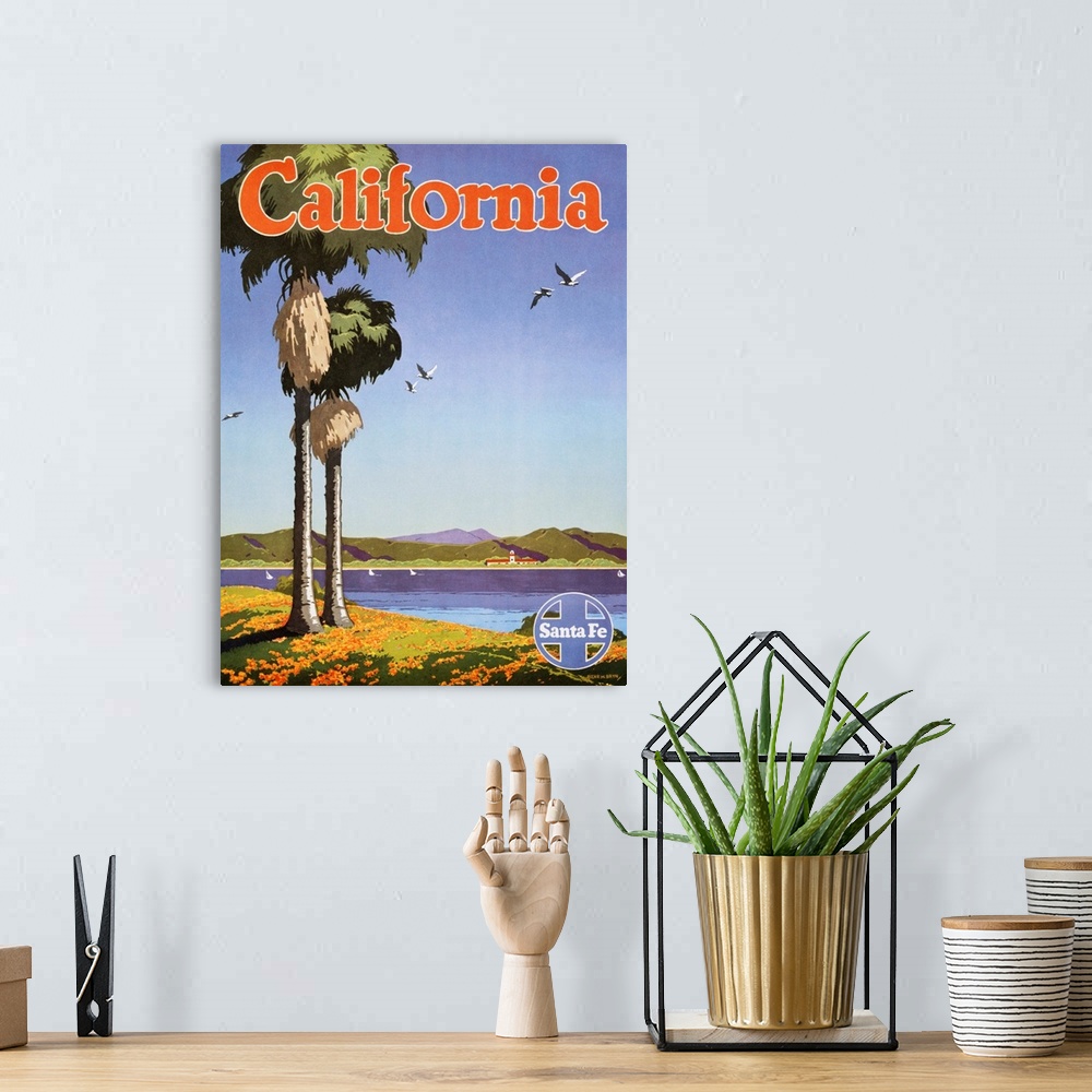 A bohemian room featuring California Poster By Oscar Bryn