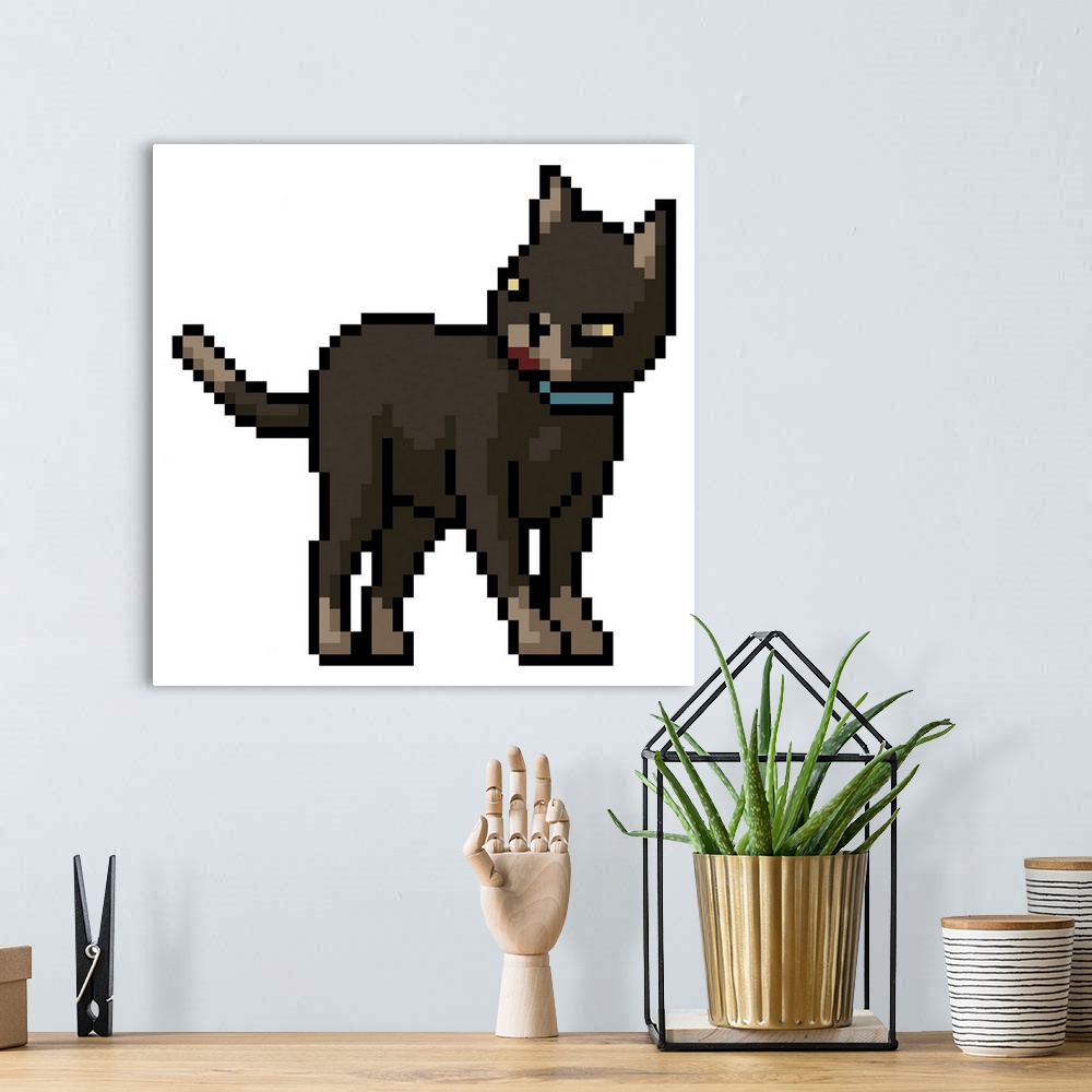 A bohemian room featuring Cat Pixel Art