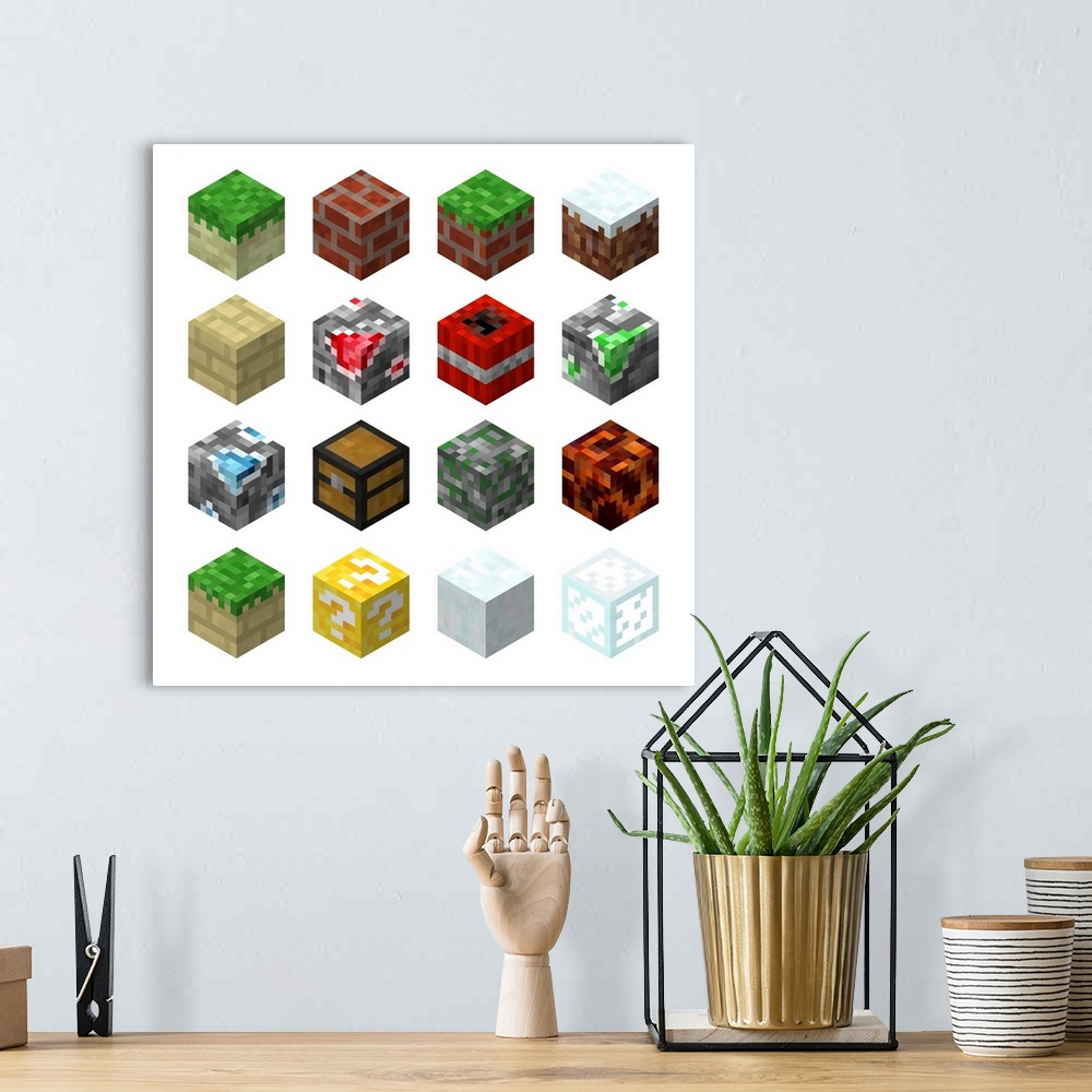 A bohemian room featuring Isometric Pixel Game Blocks II