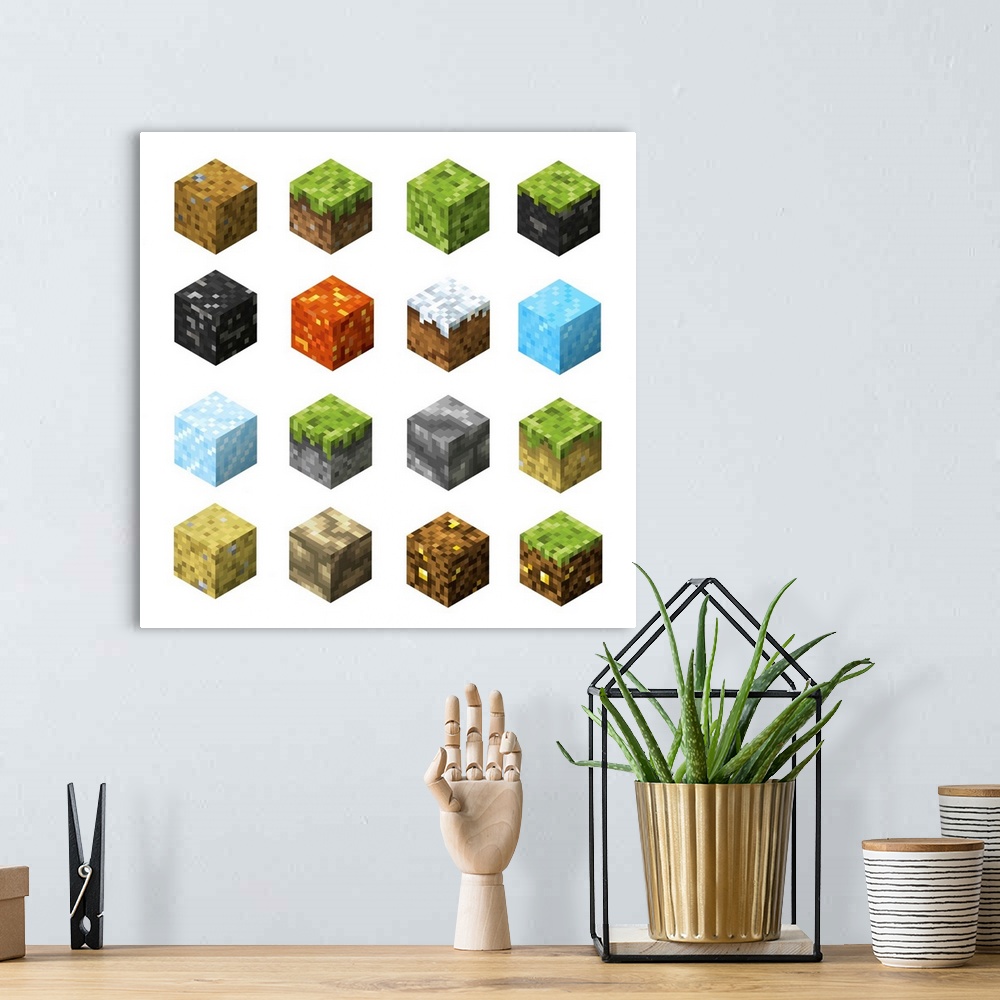 A bohemian room featuring Isometric Pixel Game Blocks III