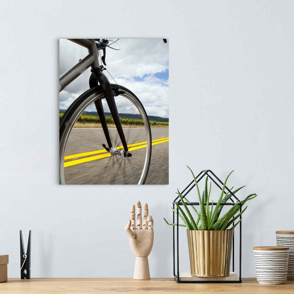 A bohemian room featuring Man road biking at high speed POV