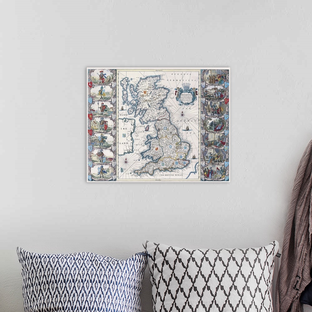 A bohemian room featuring Map of British Isles