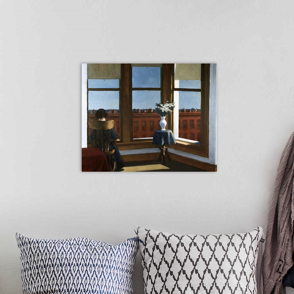 A bohemian room featuring Room In Brooklyn By Edward Hopper