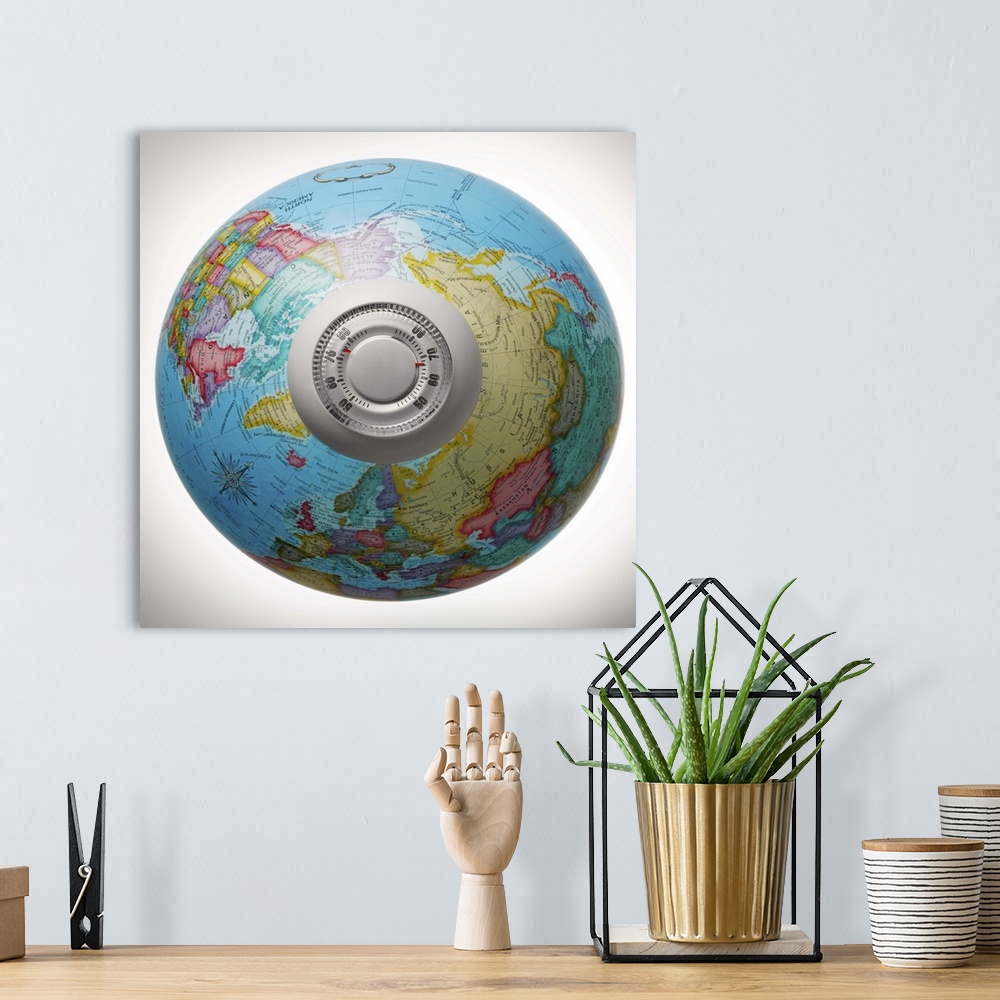 A bohemian room featuring Thermostat on World Globe