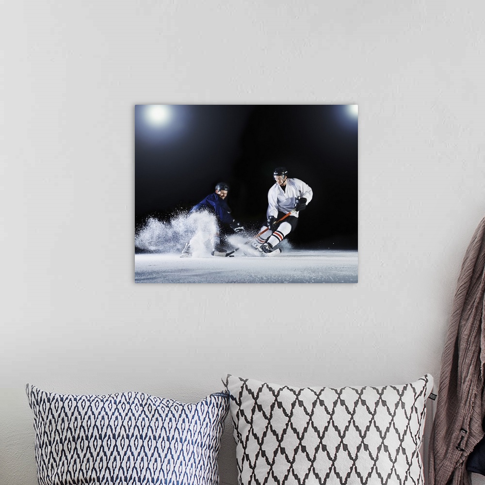 A bohemian room featuring Stadium, cold, ice, ice hockey stick, light flare, skates, sports clothing, protective clothing, ...