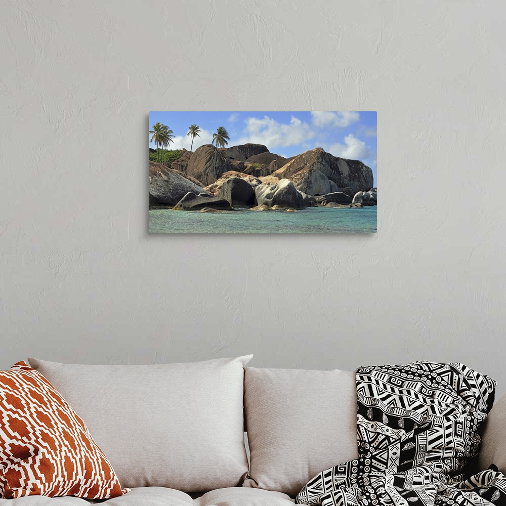 A bohemian room featuring The rocky landscape and coastline of the island of Virgin Gorda in the Caribbean