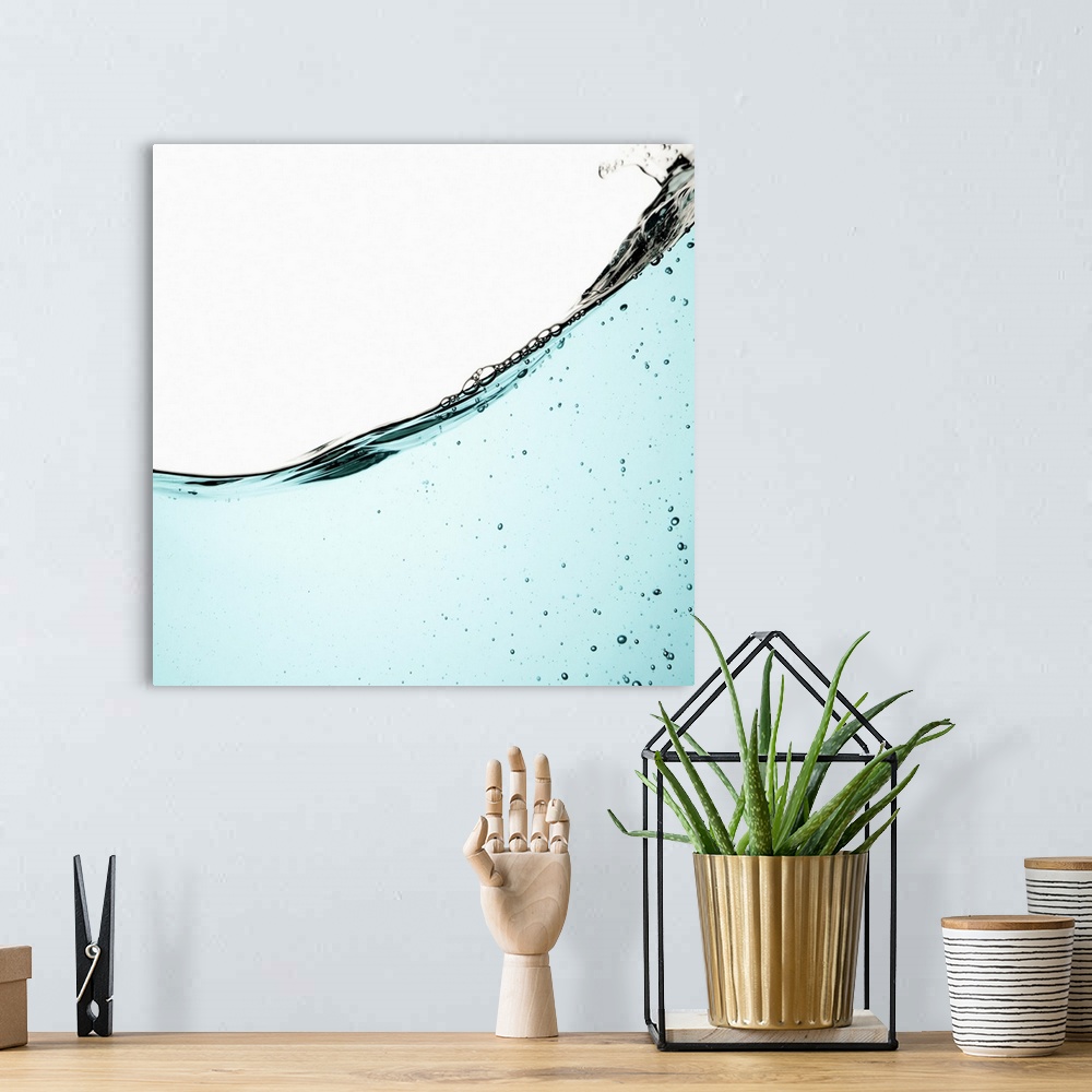 A bohemian room featuring Water with bubbles on white background