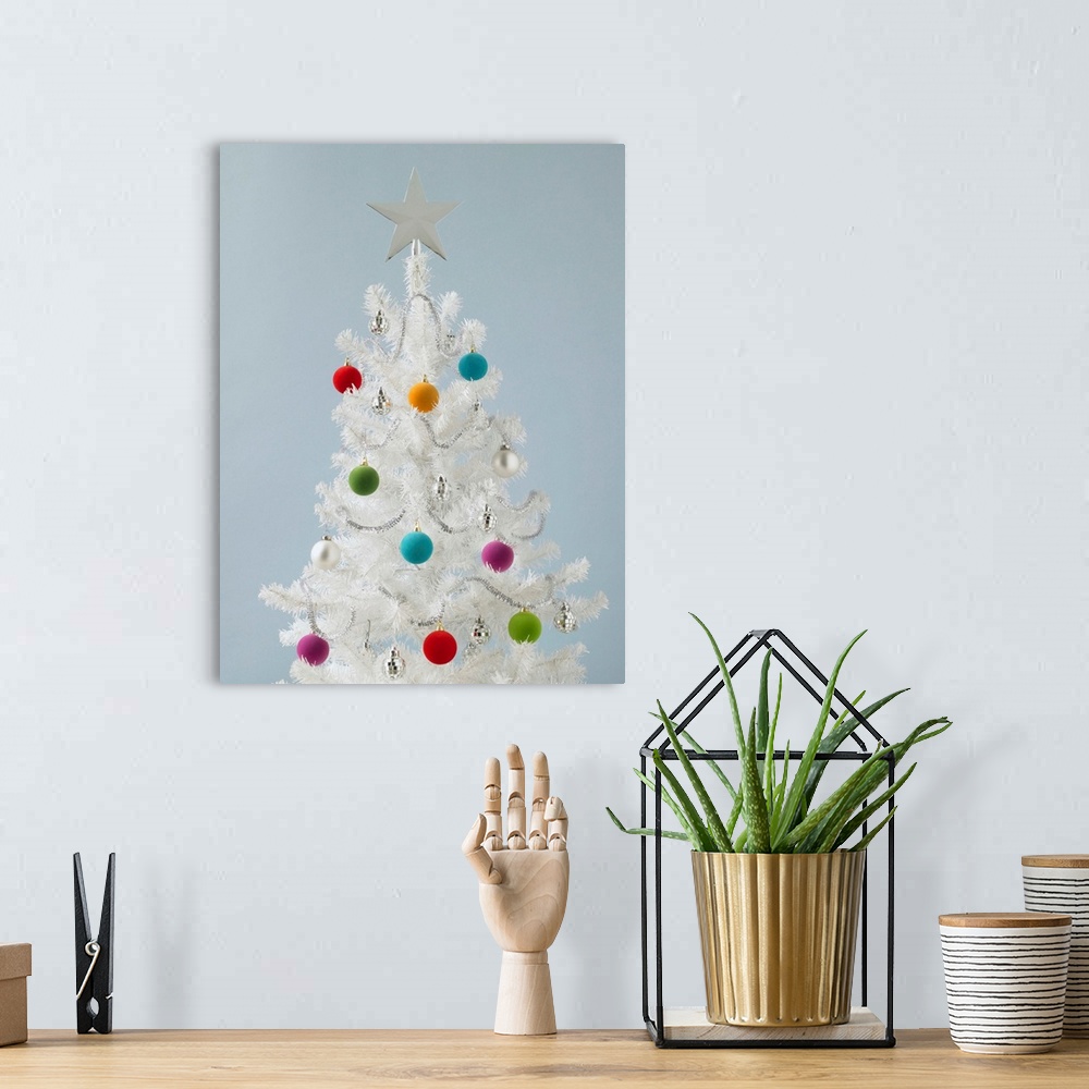 A bohemian room featuring White Christmas Tree