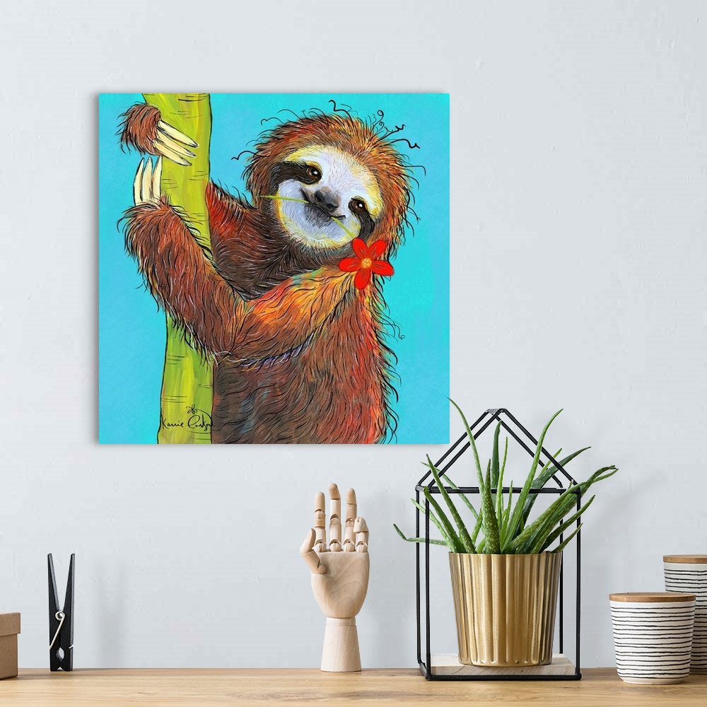 A bohemian room featuring Sloth