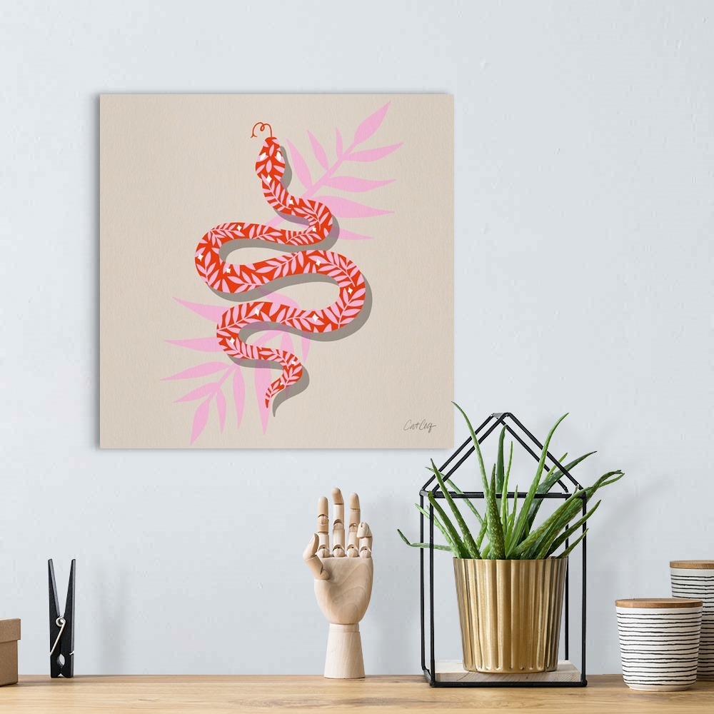 A bohemian room featuring Tropical Serpent Coral Pink