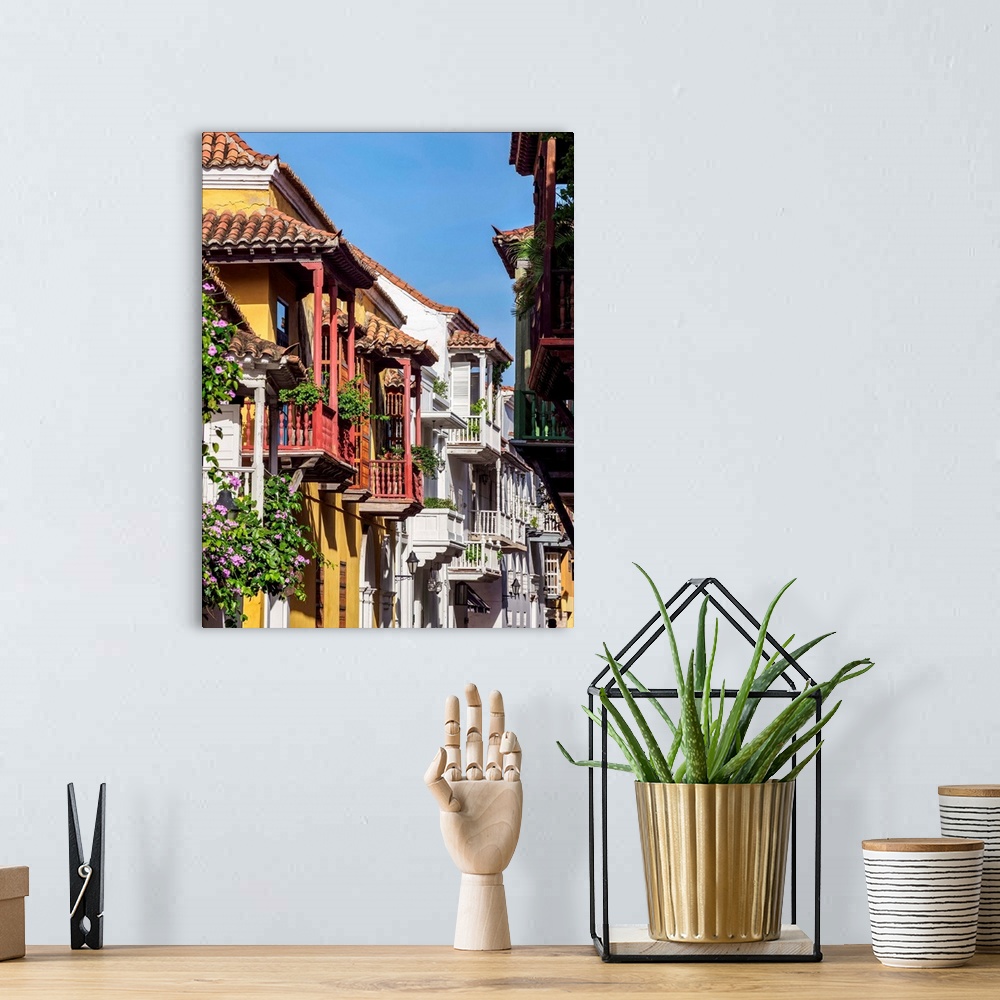 A bohemian room featuring Houses with Balconies, Old Town, Cartagena, Bolivar Department, Colombia.