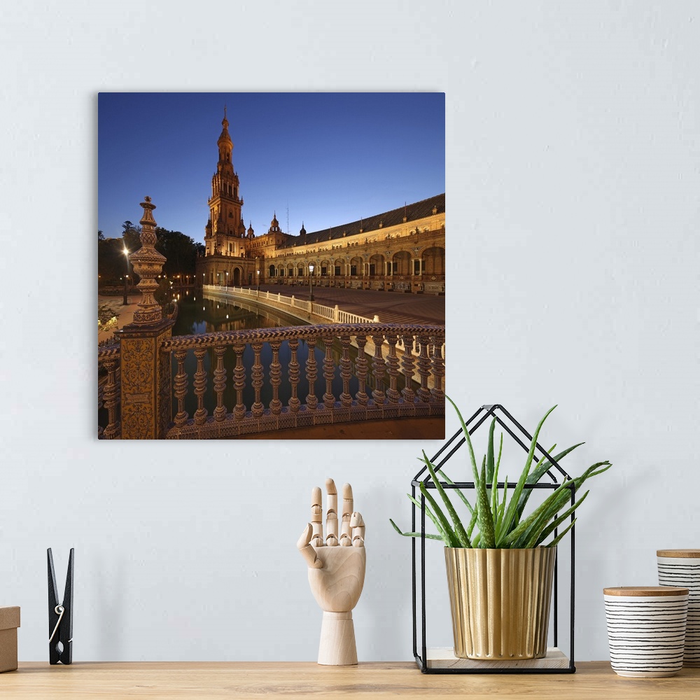 A bohemian room featuring The Plaza de Espana is a plaza located in the Maria Luisa Park, in Seville, Spain.