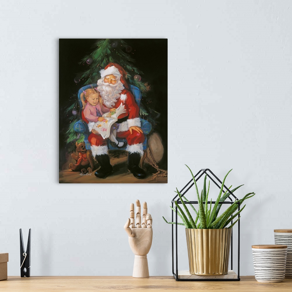 A bohemian room featuring Santa with Girl
