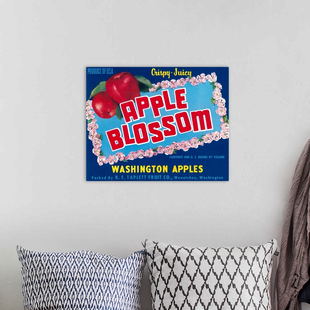 A bohemian room featuring Apple Blossom Apple Label, Wenatchee, WA