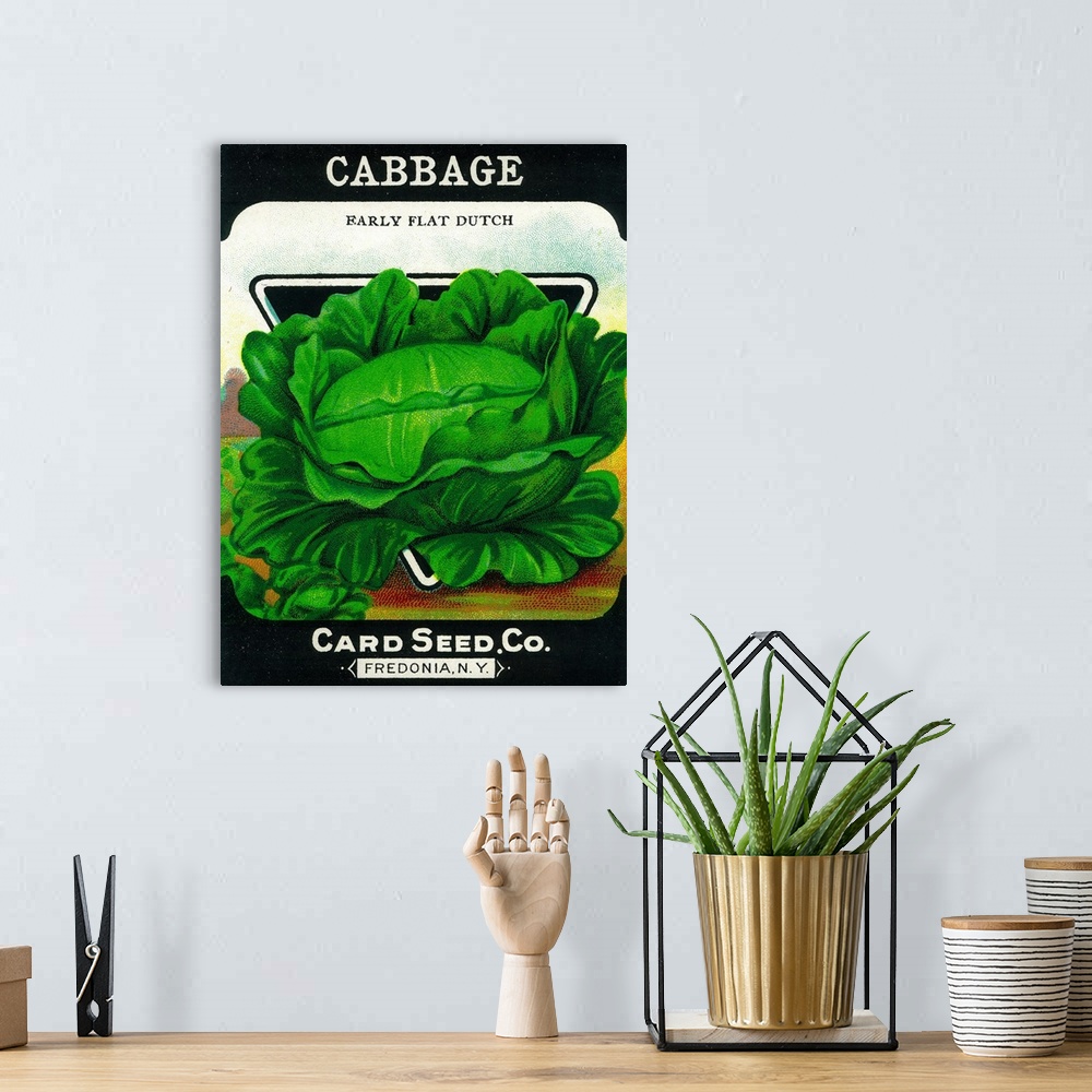 A bohemian room featuring A vintage label from a seed packet for cabbage.