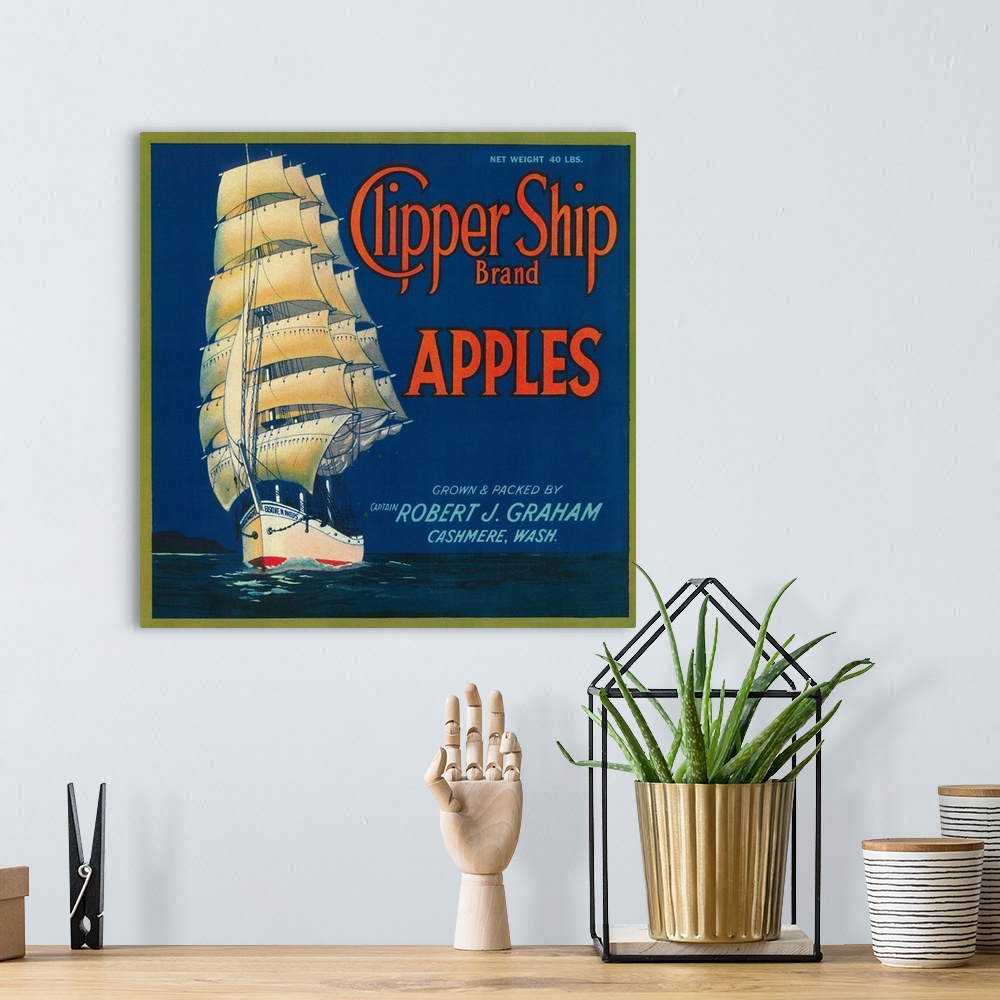 A bohemian room featuring Clipper Ship Apple Label, Cashmere, WA