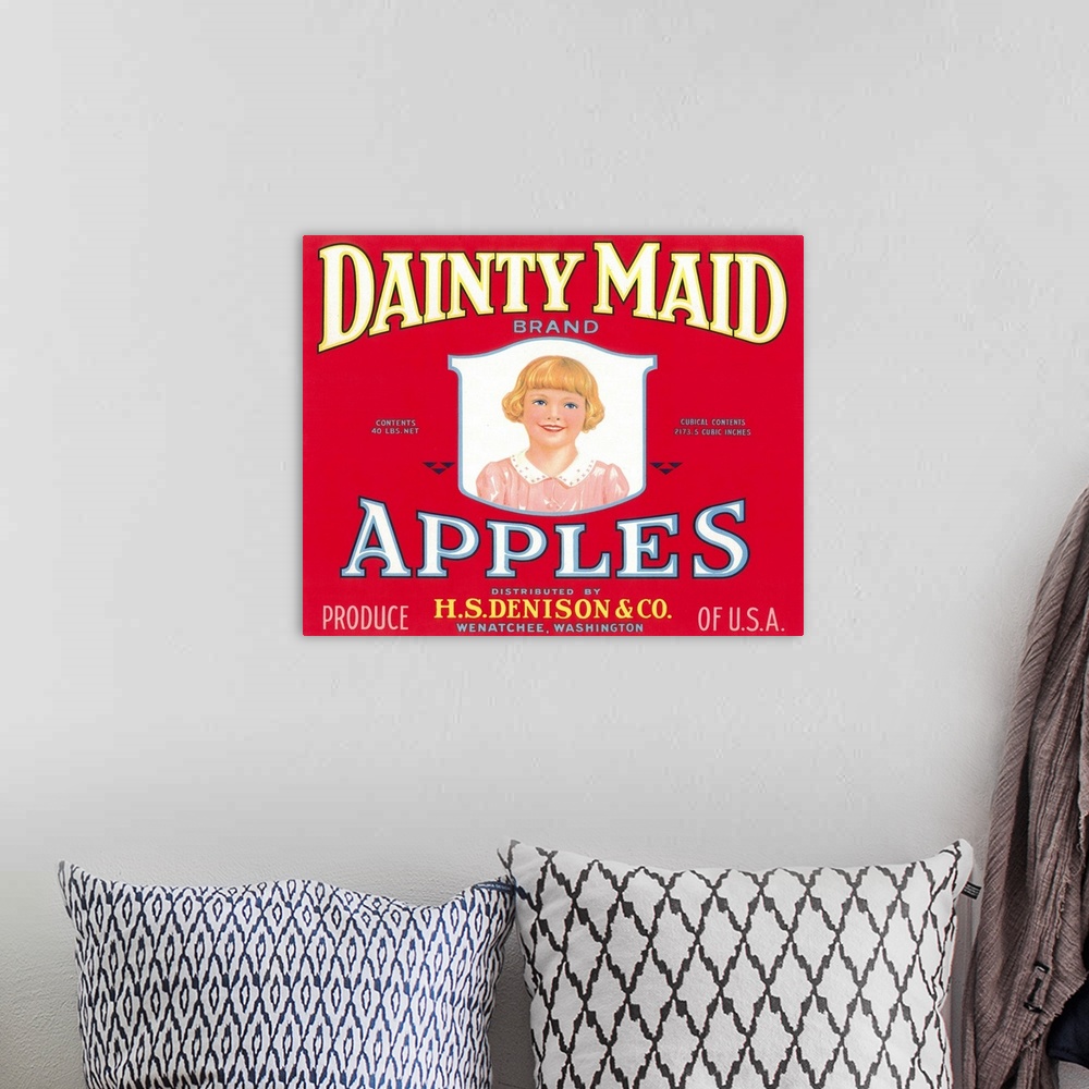 A bohemian room featuring Dainty Maid Apple Label, Wenatchee, WA