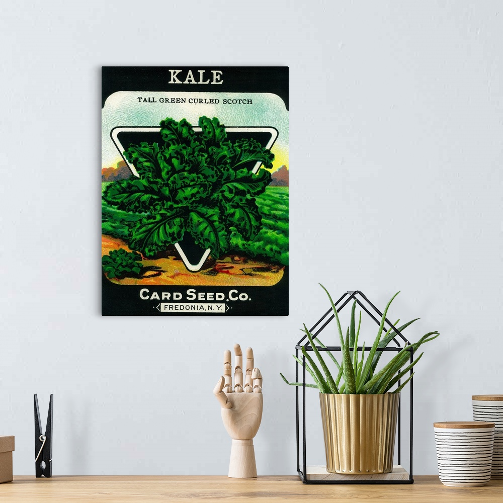 A bohemian room featuring A vintage label from a seed packet for kale.