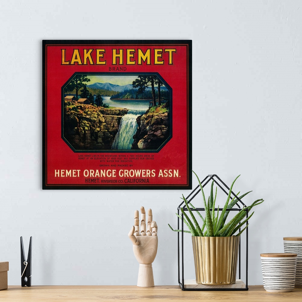 A bohemian room featuring Lake Hemet Orange Label, Hemet, CA
