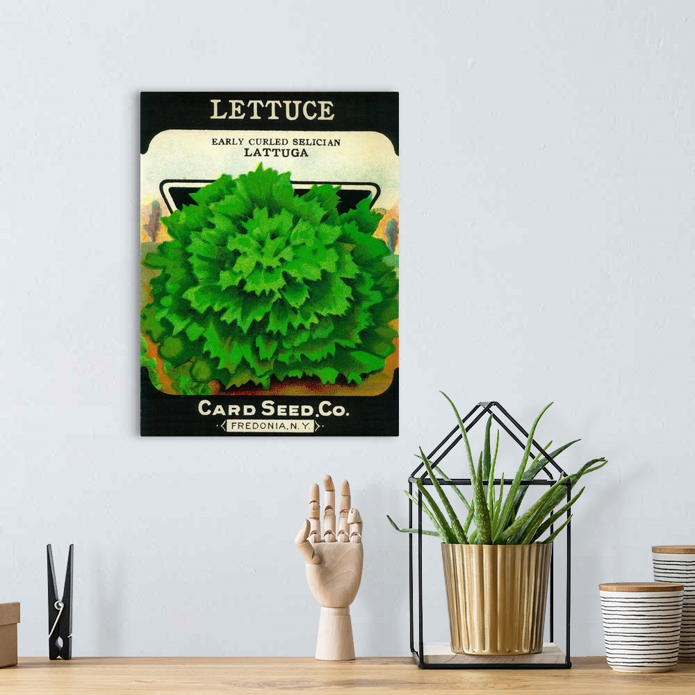 A bohemian room featuring A vintage label from a seed packet for lettuce.
