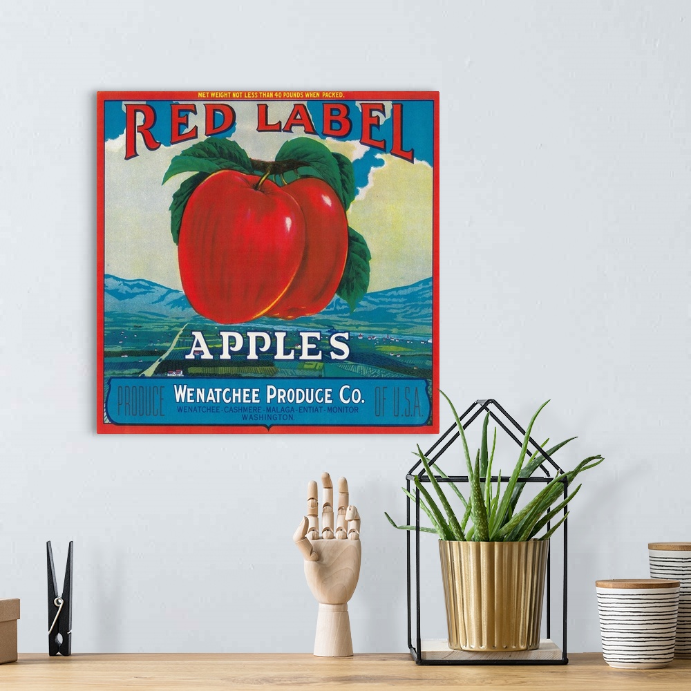 A bohemian room featuring Red Label Apple Label, Wenatchee, WA