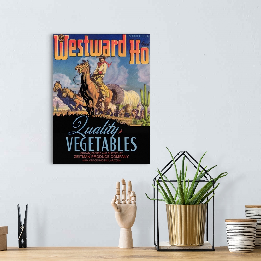 A bohemian room featuring Westward Ho Vegetable Label, Phoenix, AZ