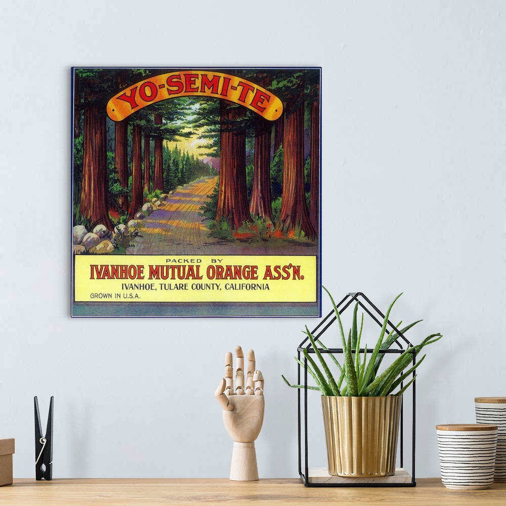A bohemian room featuring Yosemite Orange Label, Ivanhoe, CA