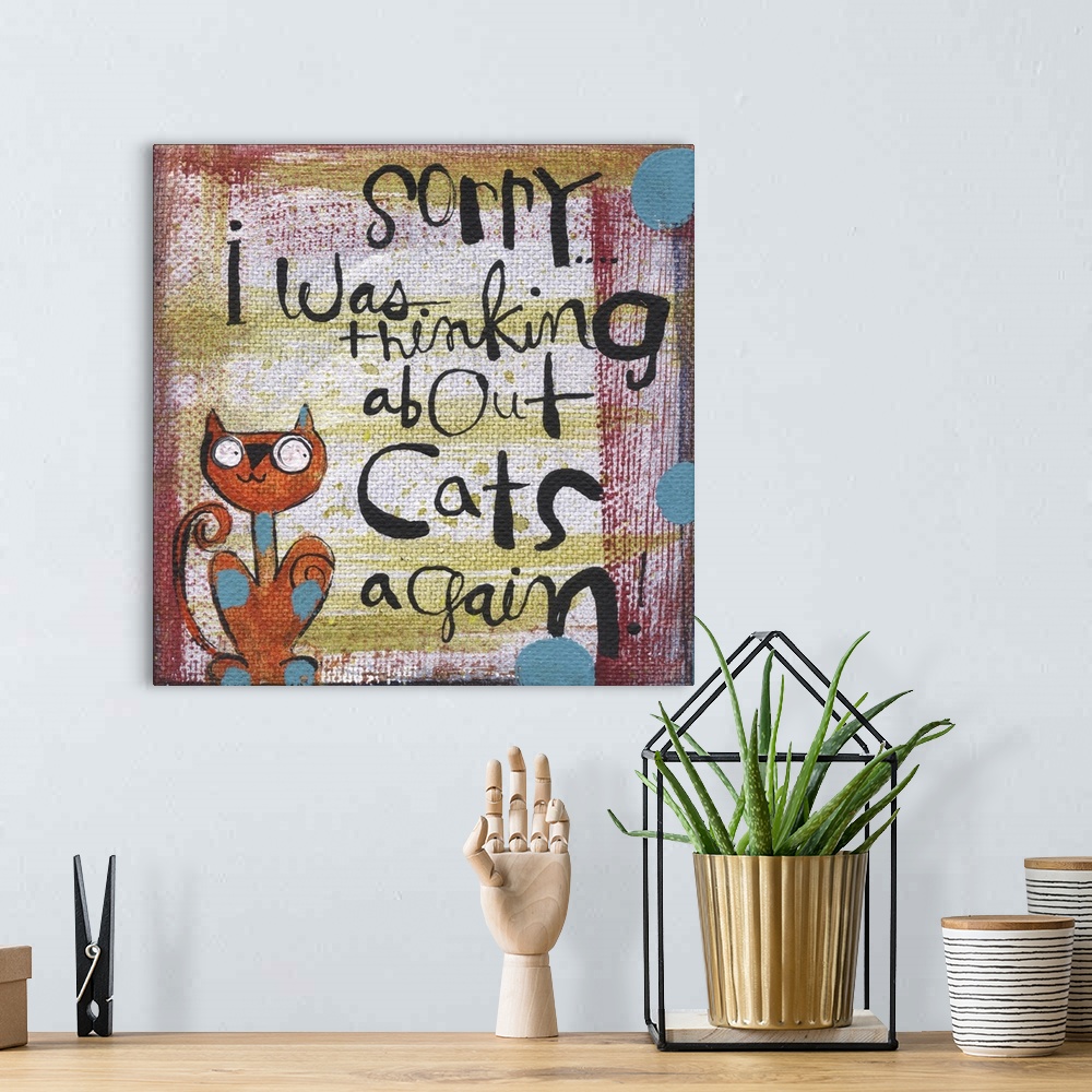 A bohemian room featuring Contemporary colorful and rustic looking sentiment artwork.