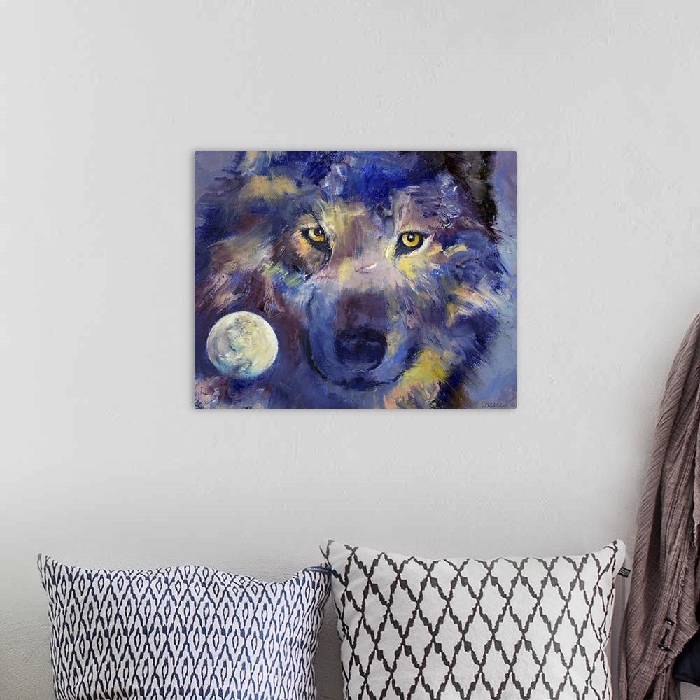 Grey Wolf Moon Wall Art, Canvas Prints, Framed Prints, Wall Peels ...
