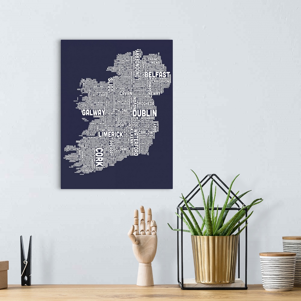 A bohemian room featuring Irish Cities Text Map, Slate