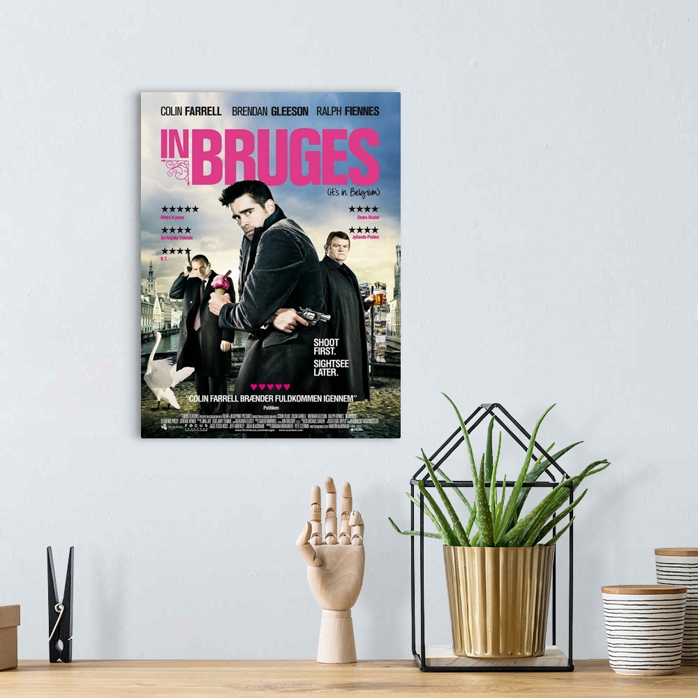 A bohemian room featuring In Bruges - Movie Poster - Danish