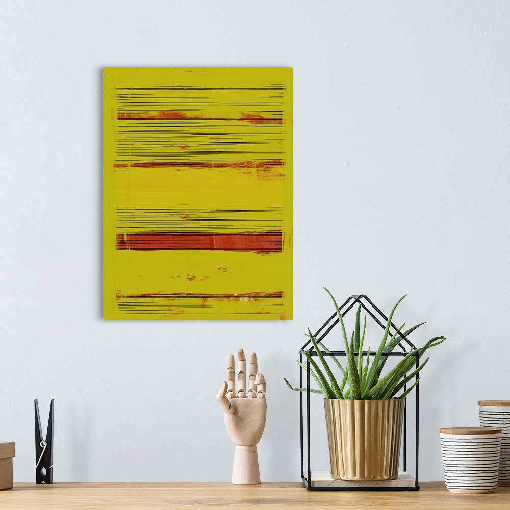 A bohemian room featuring Abstract Yellow and Red Study