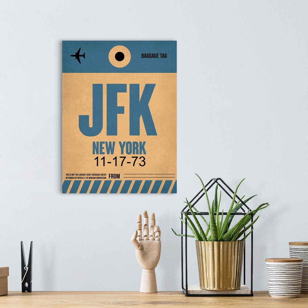 A bohemian room featuring JFK New York Luggage Tag II
